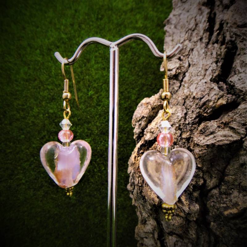 Murano Glas Herzohrringe von SweetiesTreasures