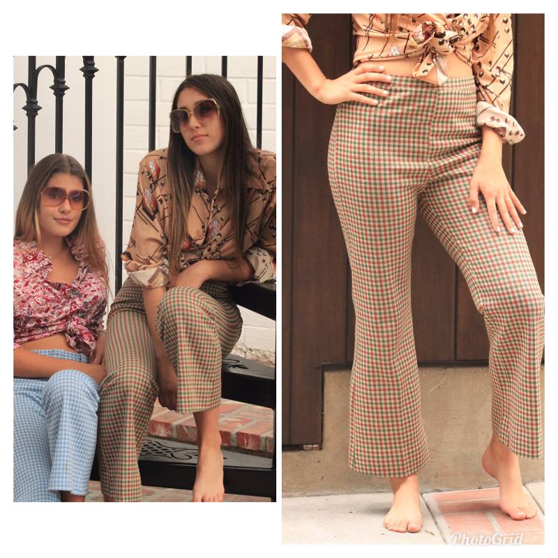 Vintage 70Er Karo Glöckchen Hose Flares Xs S M Boho Hippie von Sweetiesvintage