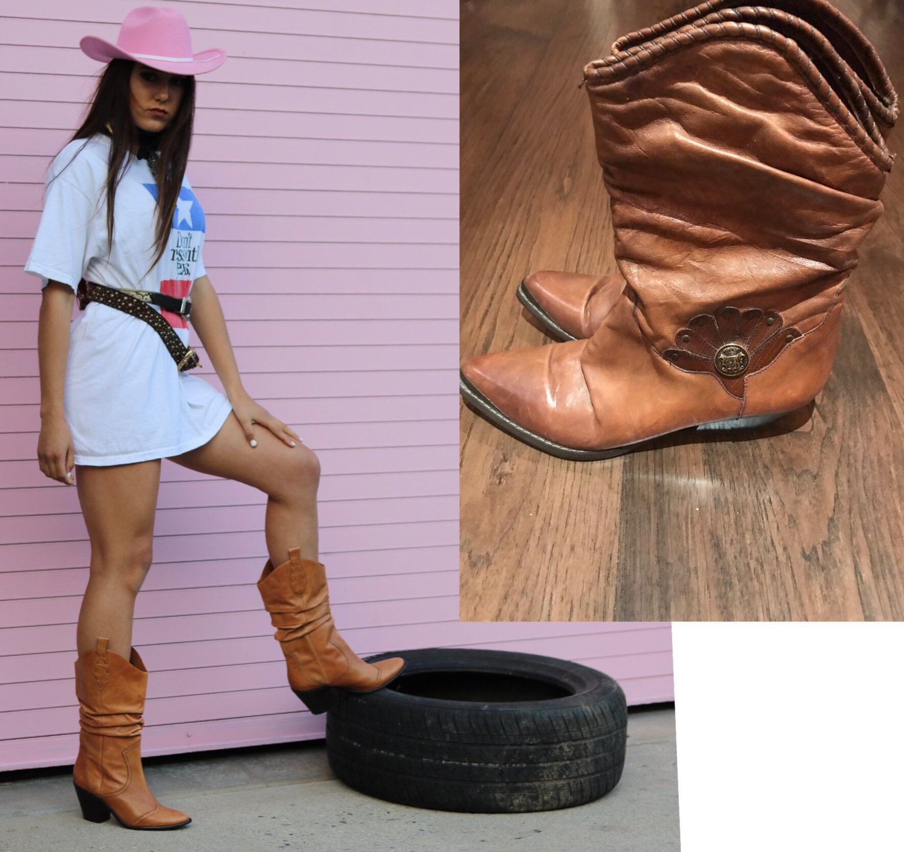 Vintage 80Er Cowboy Cowgirl Boots Camel Braun Gute Qualität 7 - 7, 5 Größe von Sweetiesvintage