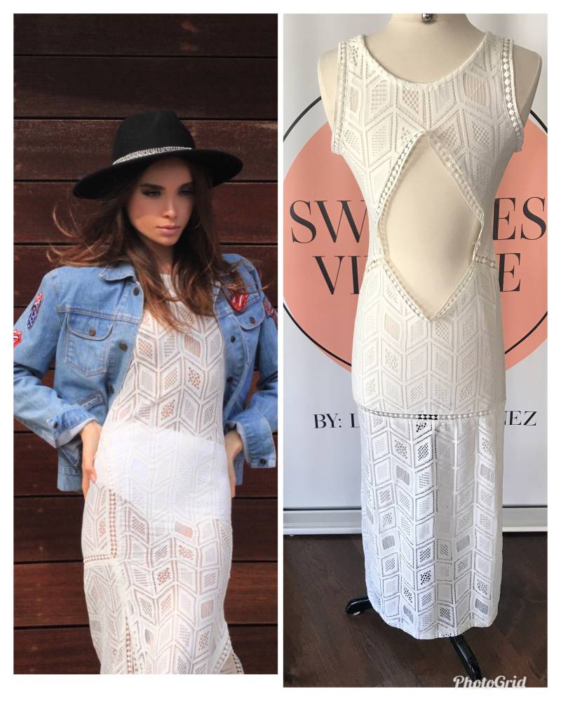 Vintage 80Er Jahre Coachella Festival Häkeln Maxi Lange Kleid Rückenausschnitt Weiß Schiere Xs S_M Vintage 80Er Jahre Coachella Festival Häkeln Maxi Lange Kleid Rückenausschnitt Weiß Schiere Xs S_M von Sweetiesvintage