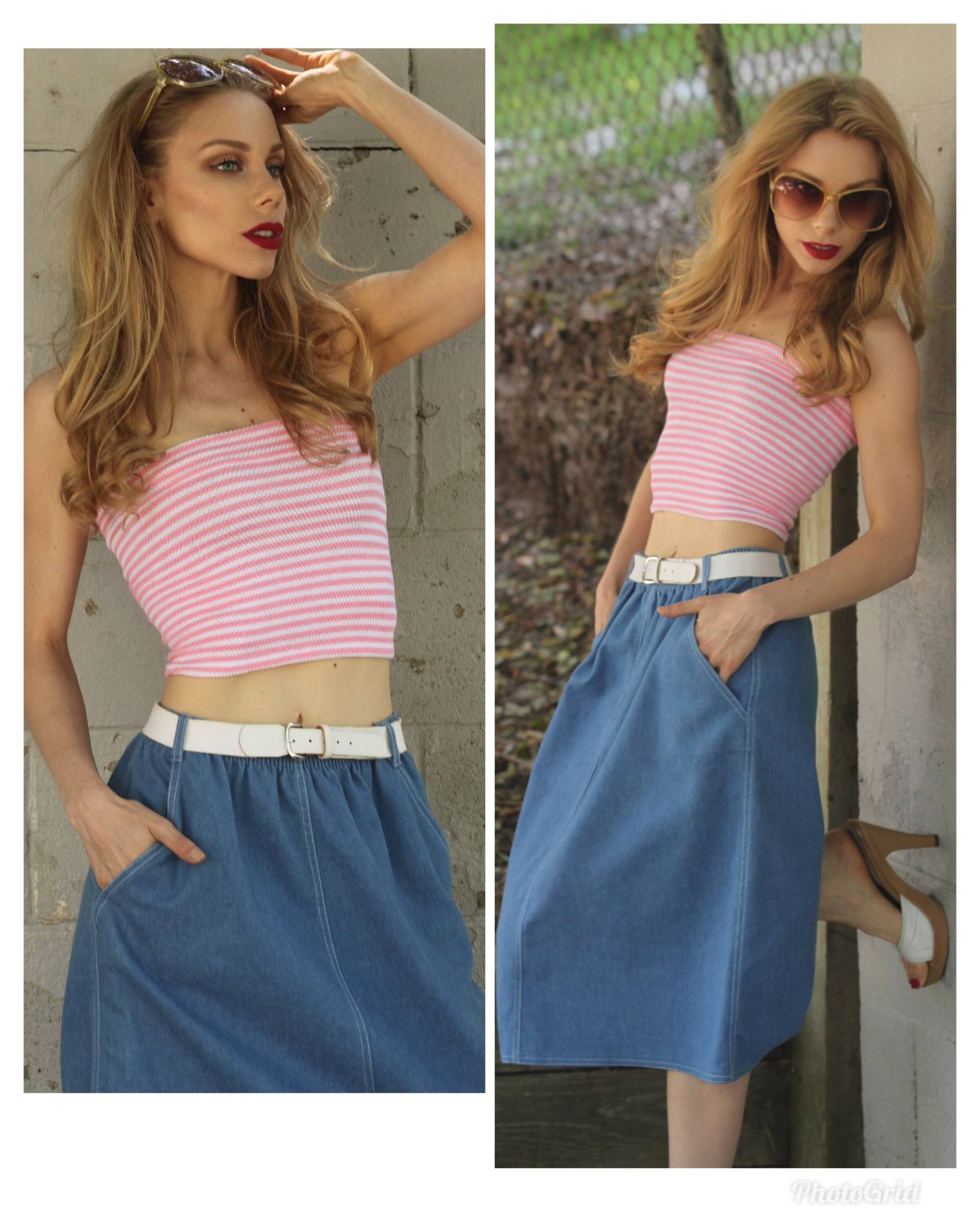 Vintage 80Er Super Chic Jeansrock Jeansrock A Linie Größe Medium von Sweetiesvintage