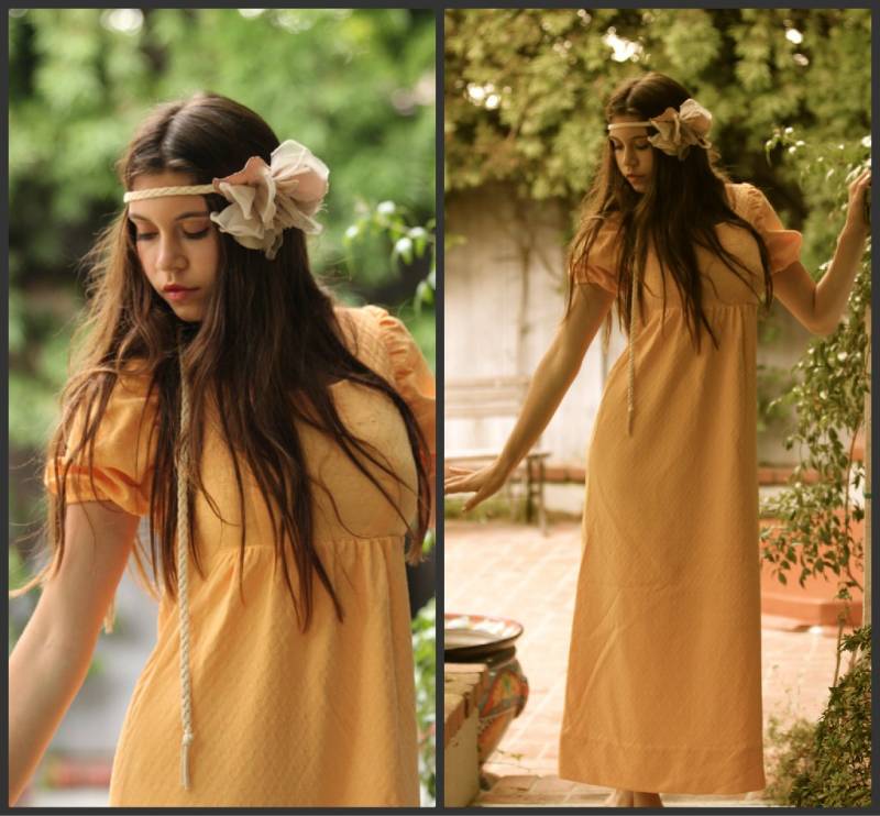 Vintage Cremesicle 70Er Maxikleid Kleid Empire Taille Puffärmel Hippie Boho Xs S M Vintage Cremesicle 70Er Maxikleid Kleid Empire Taille Puffärmel Hippie Boho Xs S M von Sweetiesvintage