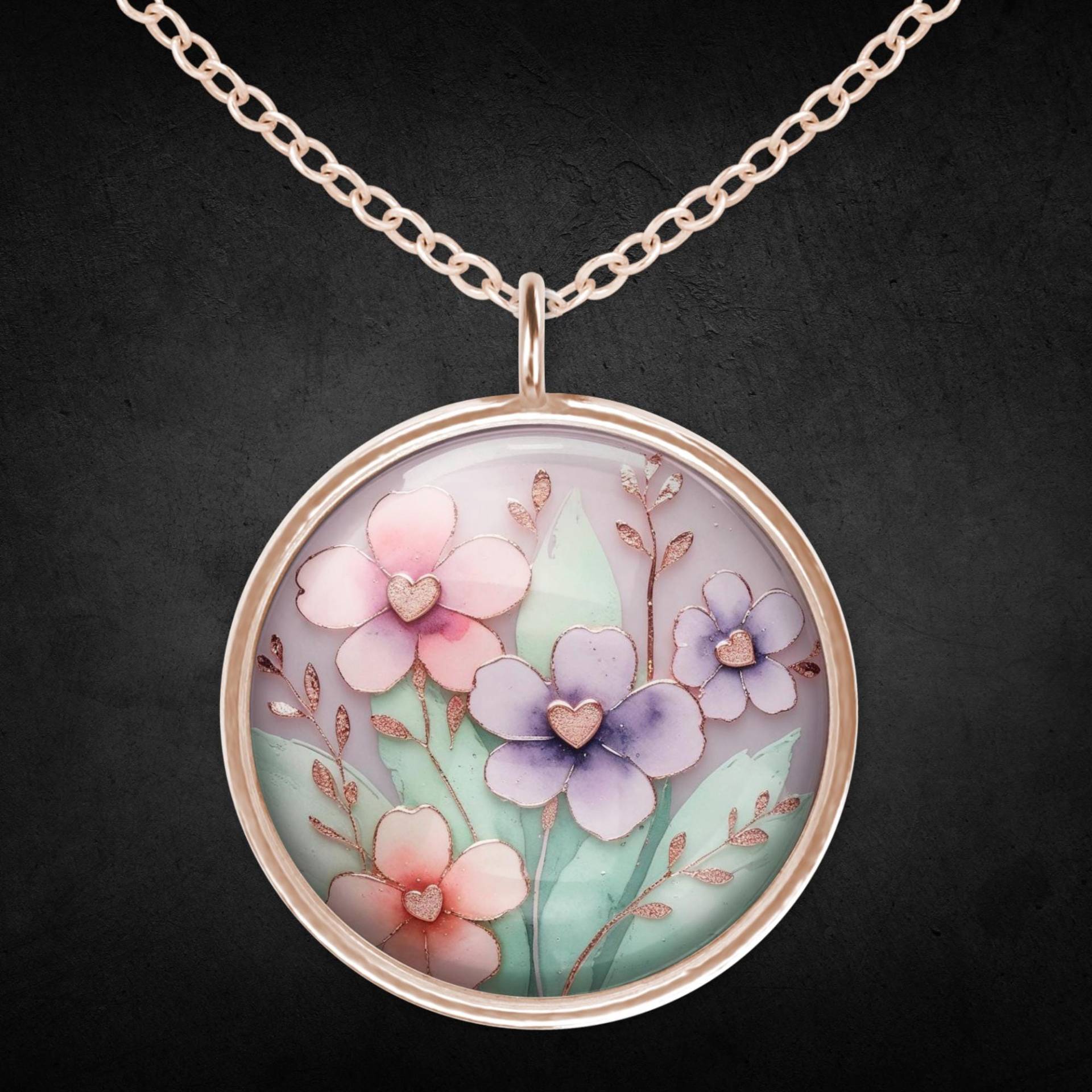 Blumen Kette Roségold Schmuck Edelstahl von Sweetlittlelove24