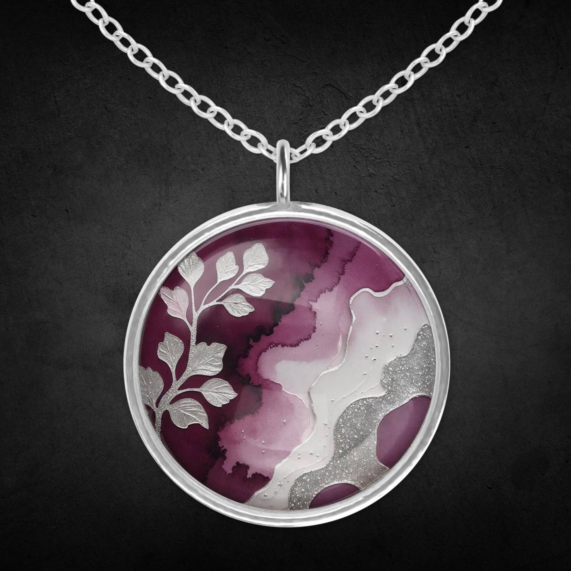 Damen Halskette Silber Bordeaux Geschenk Zum Geburtstag von Sweetlittlelove24