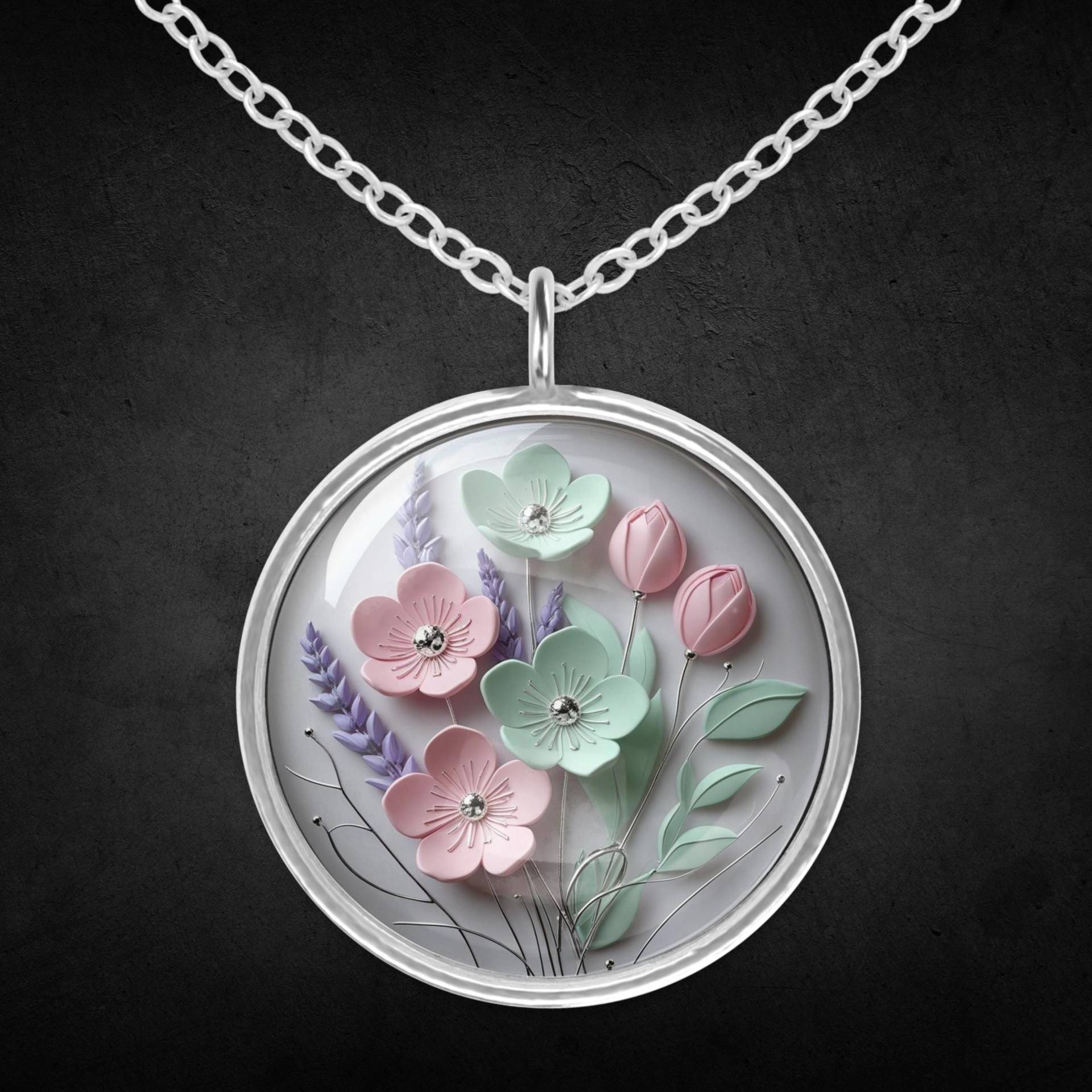 Damen Kette Halskette Blumen Silber Damen Kette Halskette Blumen Silber von Sweetlittlelove24
