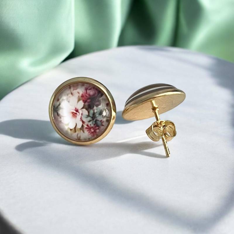 Damen Ohrringe Gold Mit Blumen von Sweetlittlelove24