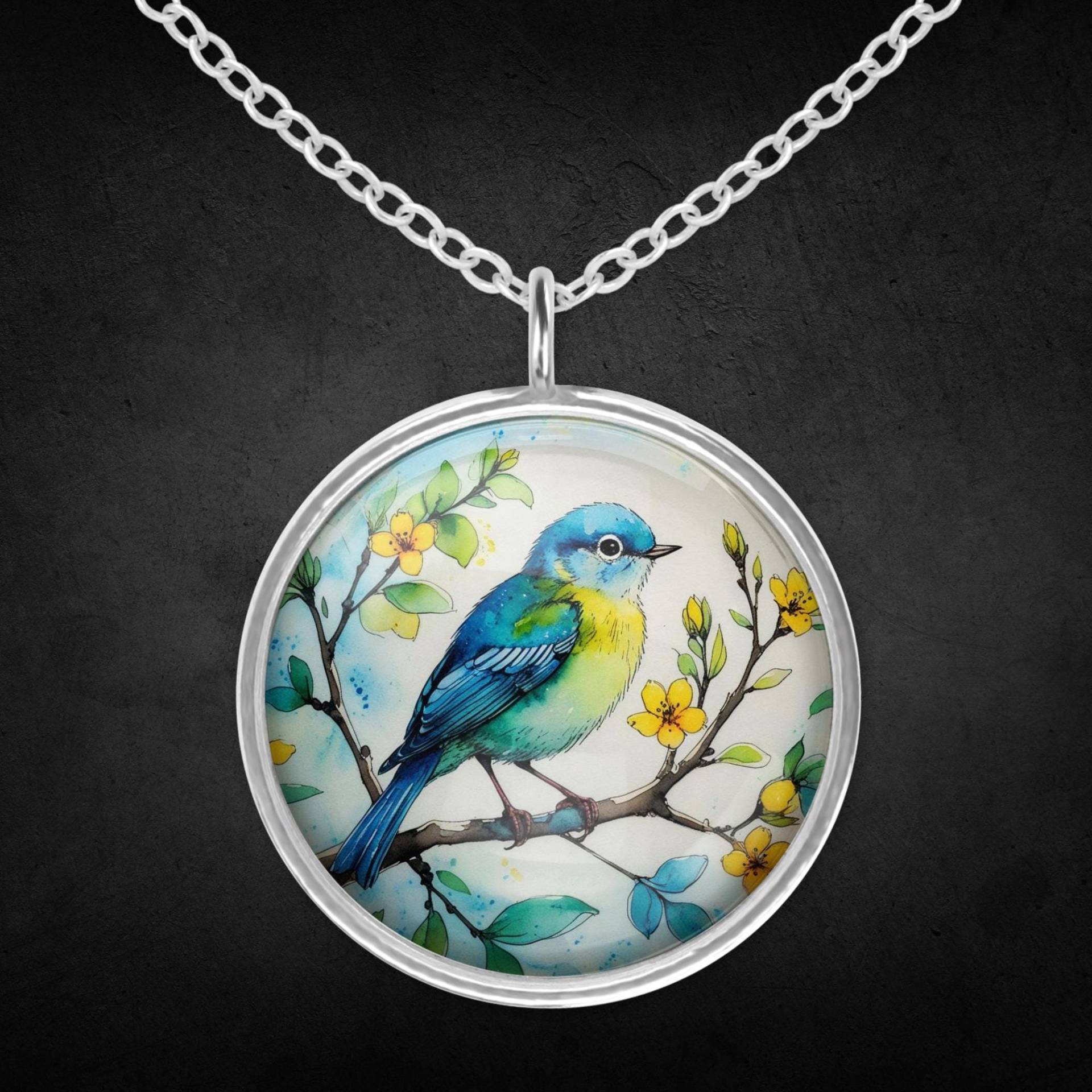 Edelstahl Halskette Vogel Silber Blau Gelb Edelstahl Halskette Vogel Silber Blau Gelb von Sweetlittlelove24