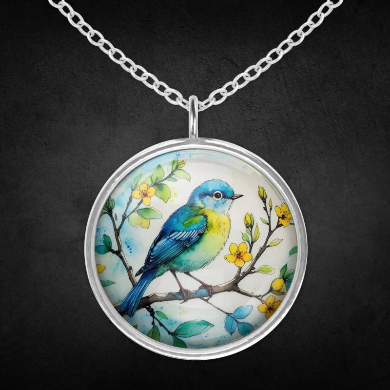 Edelstahl Halskette Vogel Silber Blau Gelb Edelstahl Halskette Vogel Silber Blau Gelb von Sweetlittlelove24