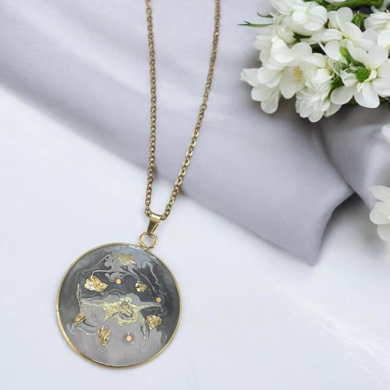 Edle Halskette Kette Mit Marmordesign Gold Edelstahl Unikat Edle Halskette Kette Mit Marmordesign Gold Edelstahl Unikat von Sweetlittlelove24