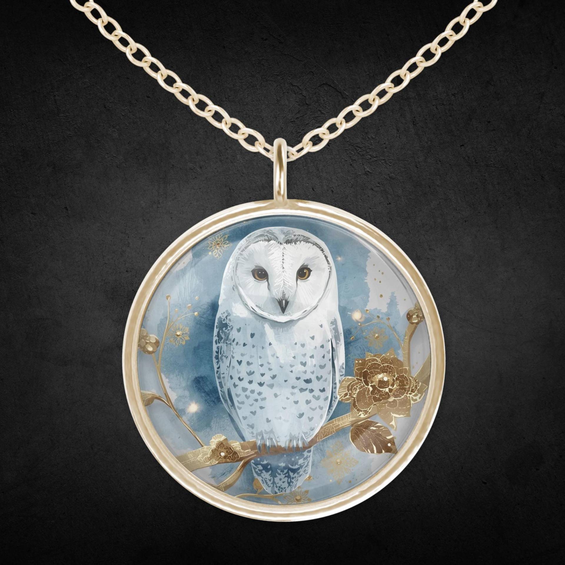 Eulen Halskette Gold Blau Weiß Kette Mit Anhänger Eule Eulen Halskette Gold Blau Weiß Kette Mit Anhänger Eule von Sweetlittlelove24