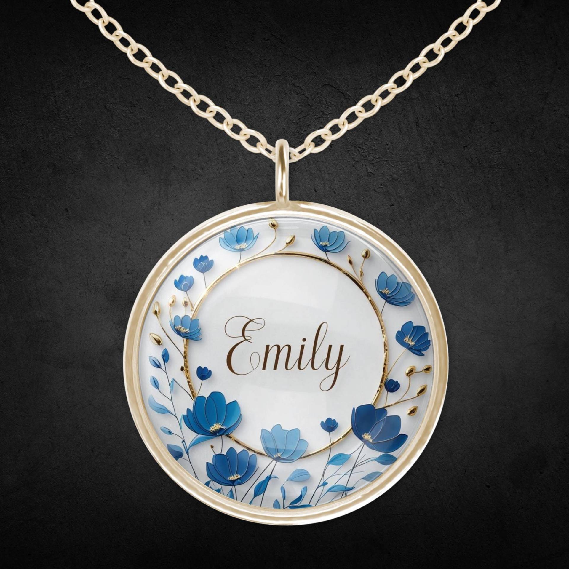 Goldene Namens Halskette Blumen Blau Personalisierter Schmuck Goldene Namens Halskette Blumen Blau Personalisierter Schmuck von Sweetlittlelove24