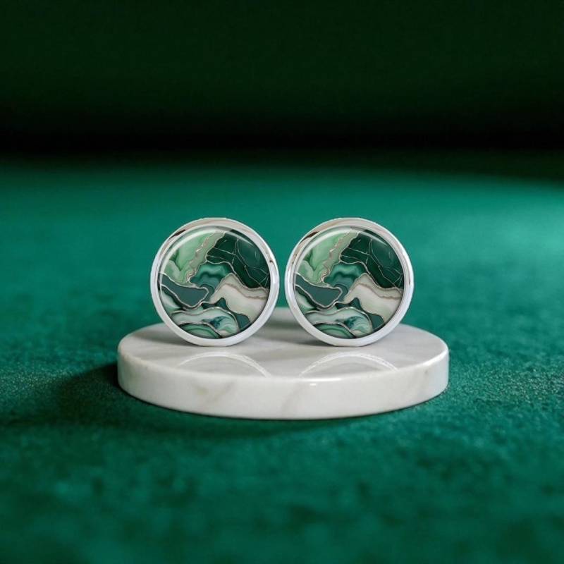 Grüne Ohrstecker Mit Marmormuster von Sweetlittlelove24