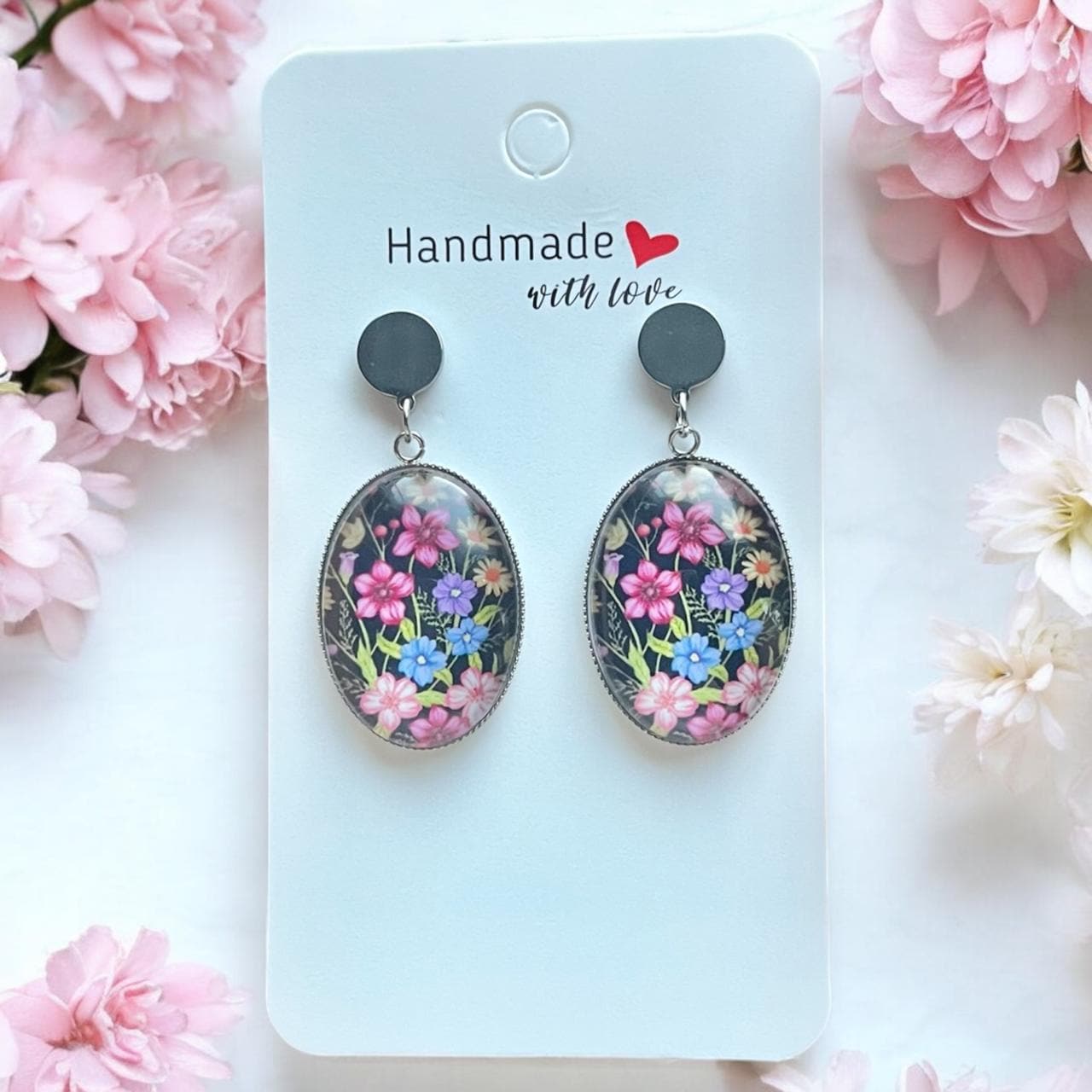 Hängende Ohrringe Ohrhänger Silber Blumen Bunt Edelstahl Hängende Ohrringe Ohrhänger Silber Blumen Bunt Edelstahl von Sweetlittlelove24