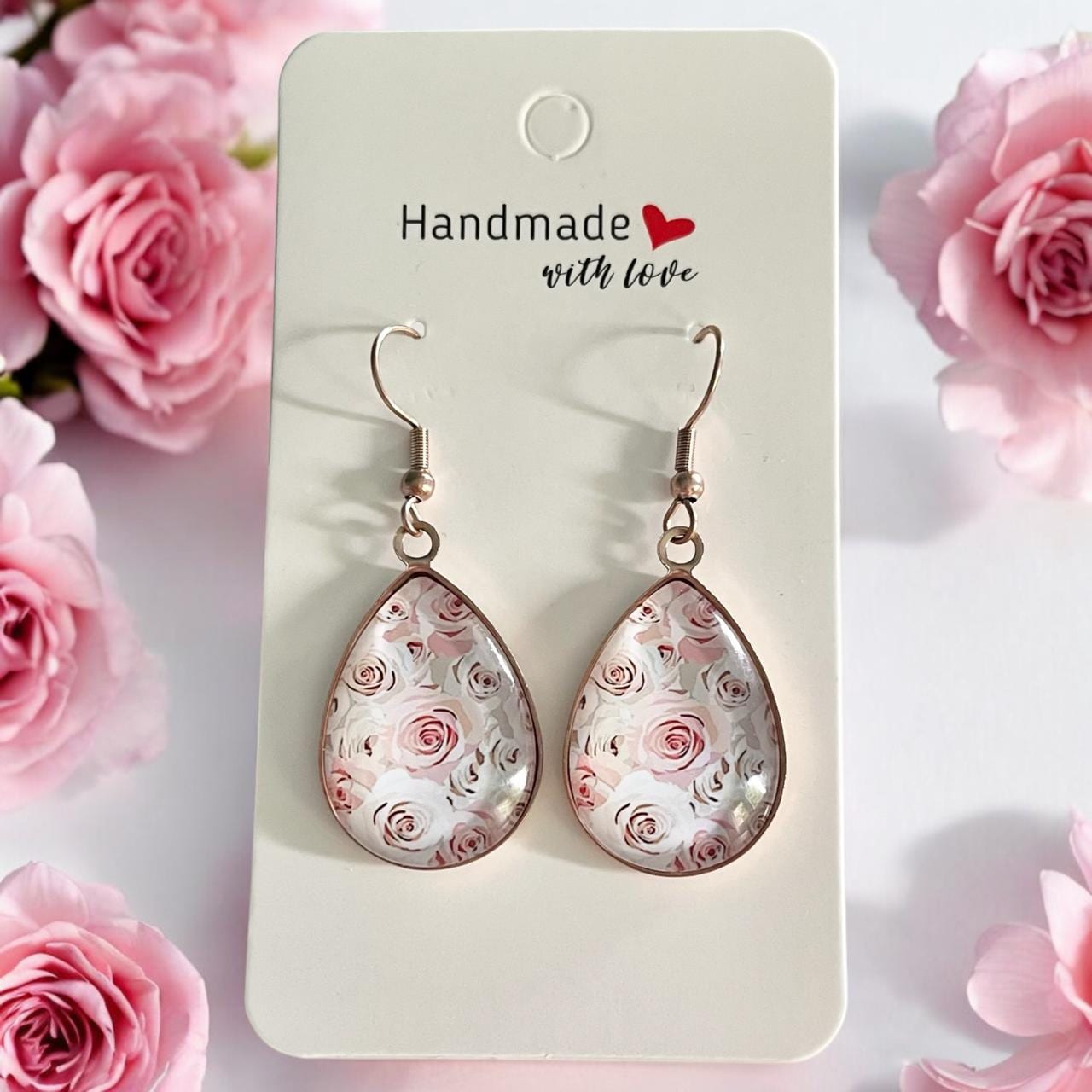 Hängende Ohrringe Roségold | Blumen Gold Silber Roségold Damen Geschenk Schmuck von Sweetlittlelove24