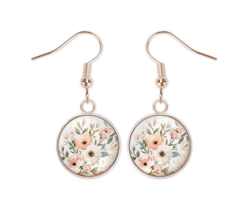 Hängende Ohrringe Roségold Weiß Mit Blumen von Sweetlittlelove24