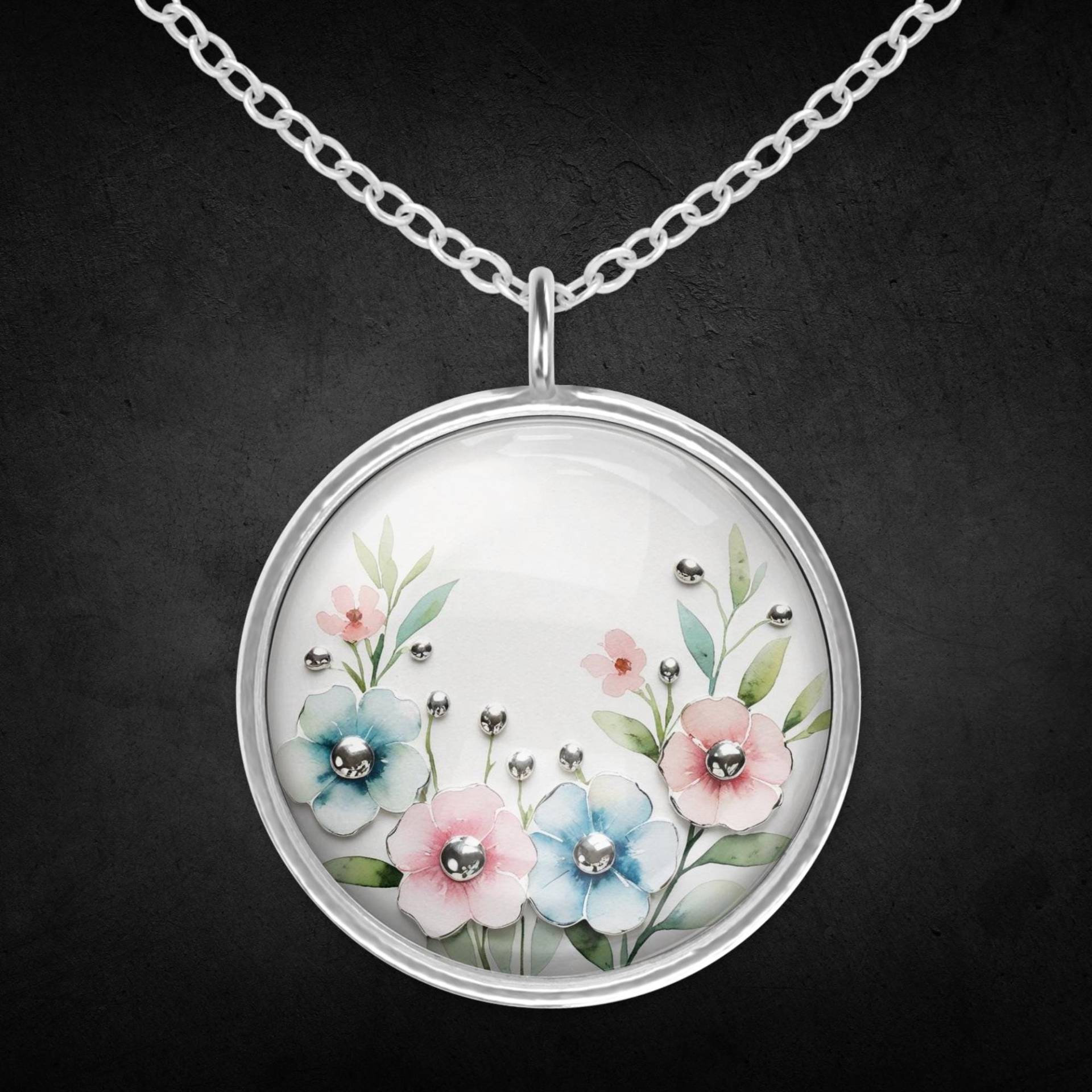 Halskette Amulett Silber Edelstahl Blumen Anpassbar Frauen Geschenk Halskette Amulett Silber Edelstahl Blumen Anpassbar Frauen Geschenk von Sweetlittlelove24