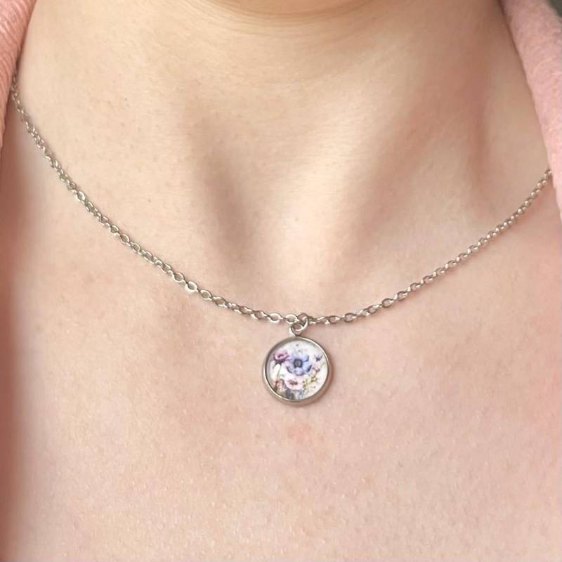 Halskette Damen Kinder Silber Gold Roségold Blumen Edelstahl Mit Anhänger Halskette Damen Kinder Silber Gold Roségold Blumen Edelstahl Mit Anhänger von Sweetlittlelove24