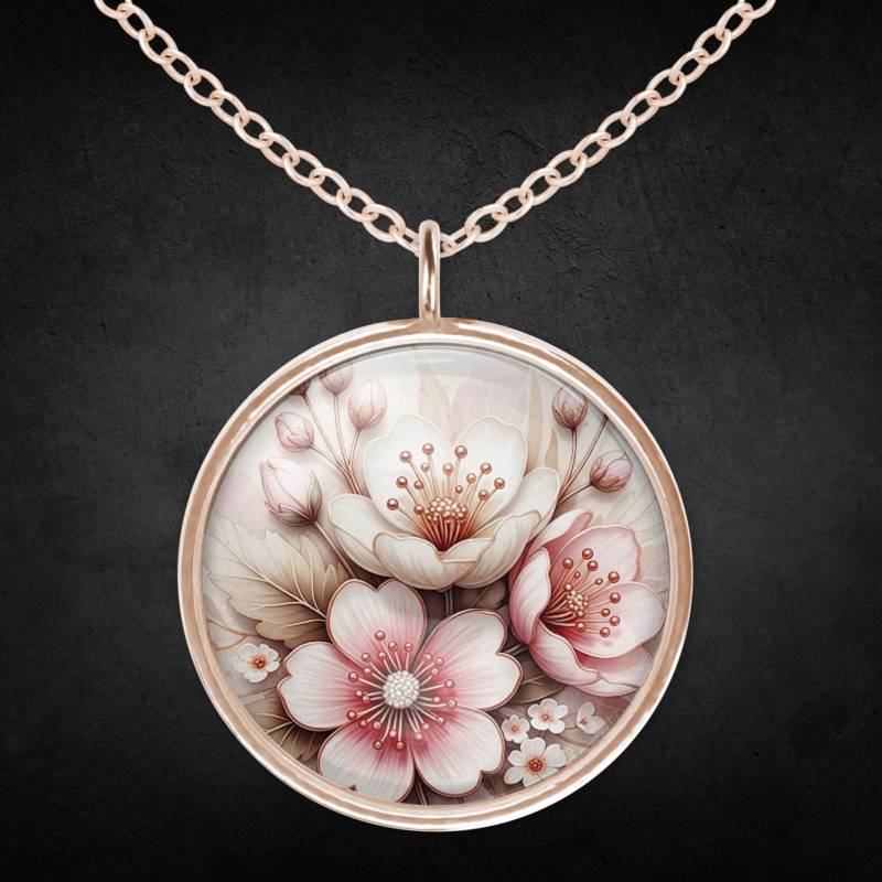 Halskette Damen Roségold Blumen Rosa Halskette Damen Roségold Blumen Rosa von Sweetlittlelove24