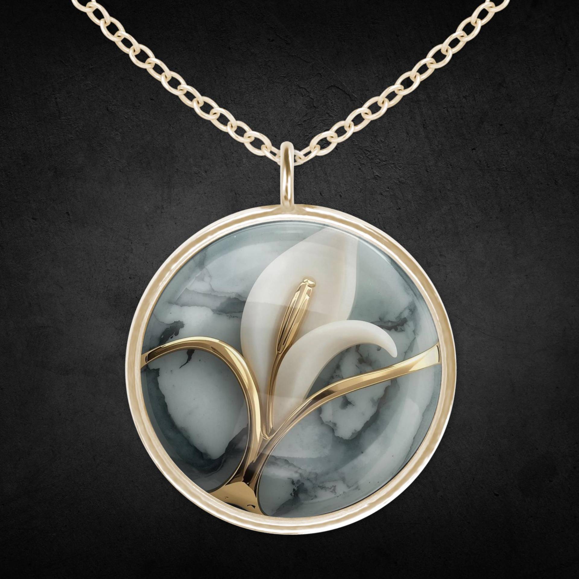 Halskette Gold Mit Kreis Anhänger Marmor Grau Lilie Halskette Gold Mit Kreis Anhänger Marmor Grau Lilie von Sweetlittlelove24