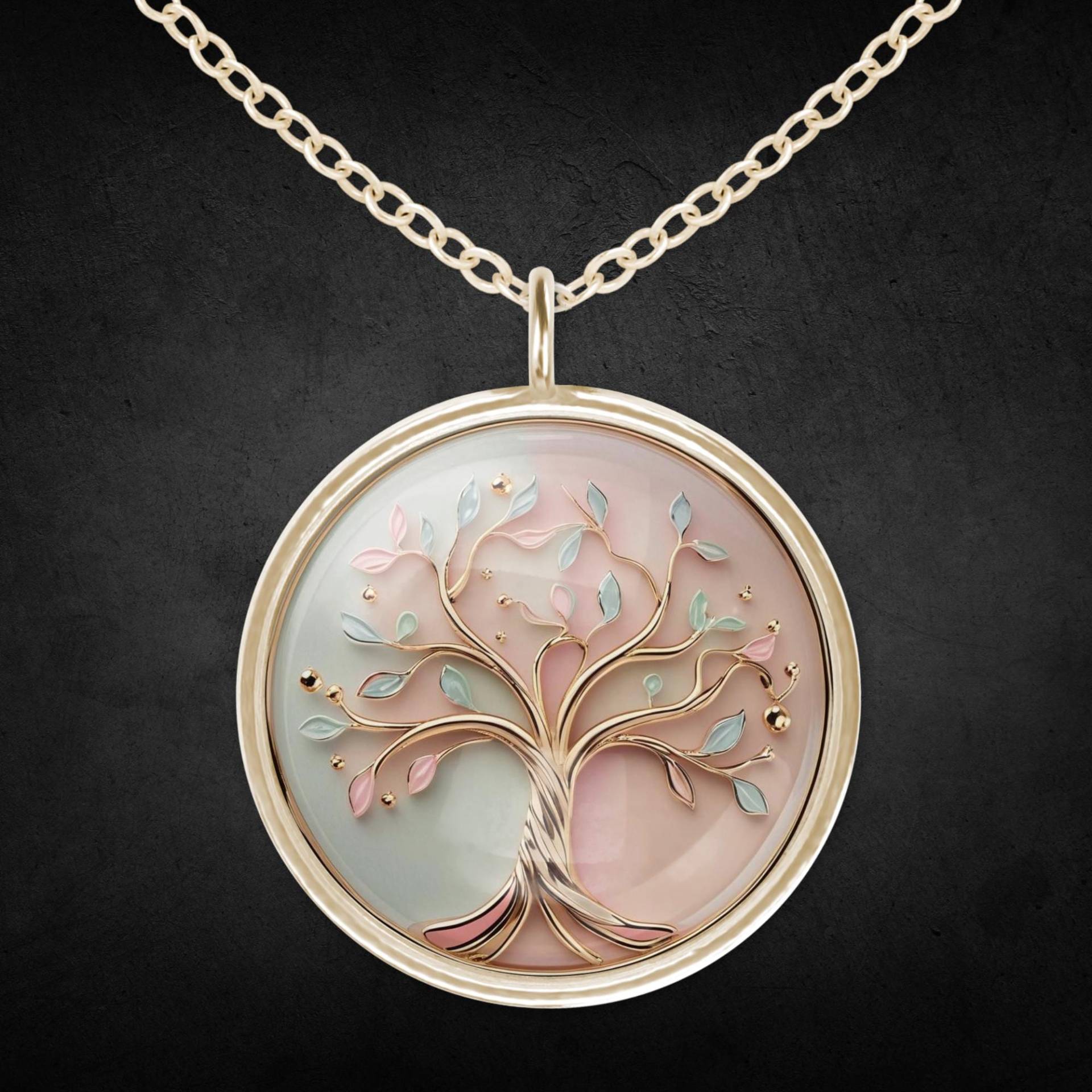 Halskette Kette Gold Lebensbaum Bunt von Sweetlittlelove24