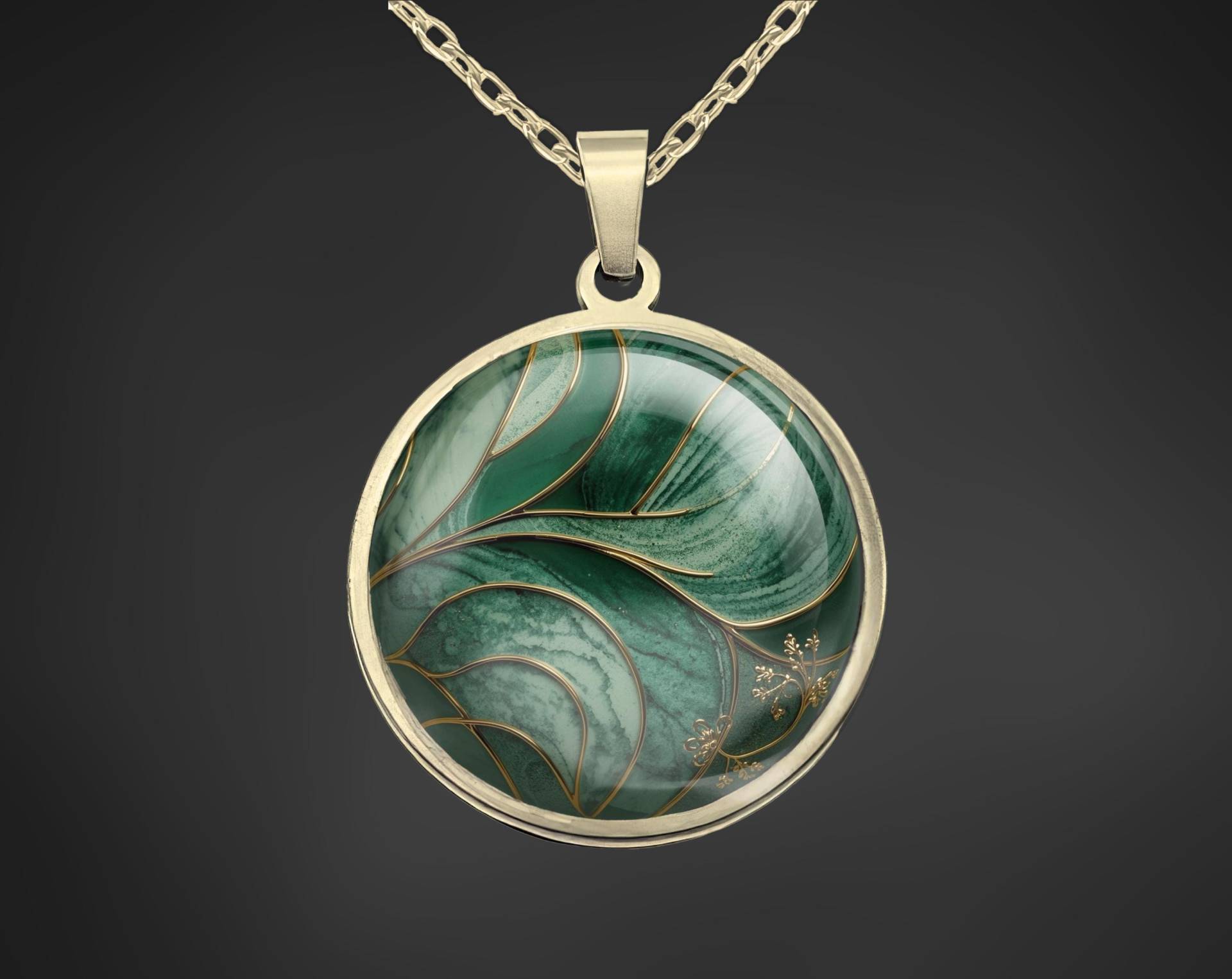 Halskette Kette Grün Gold Frau Schmuck Edelstahl von Sweetlittlelove24