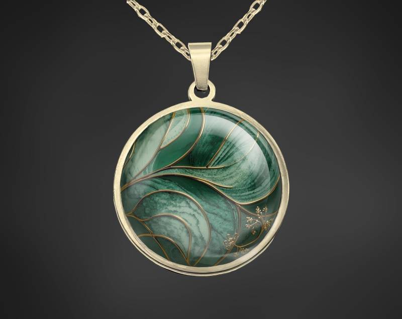 Halskette Kette Grün Gold Frau Schmuck Edelstahl von Sweetlittlelove24