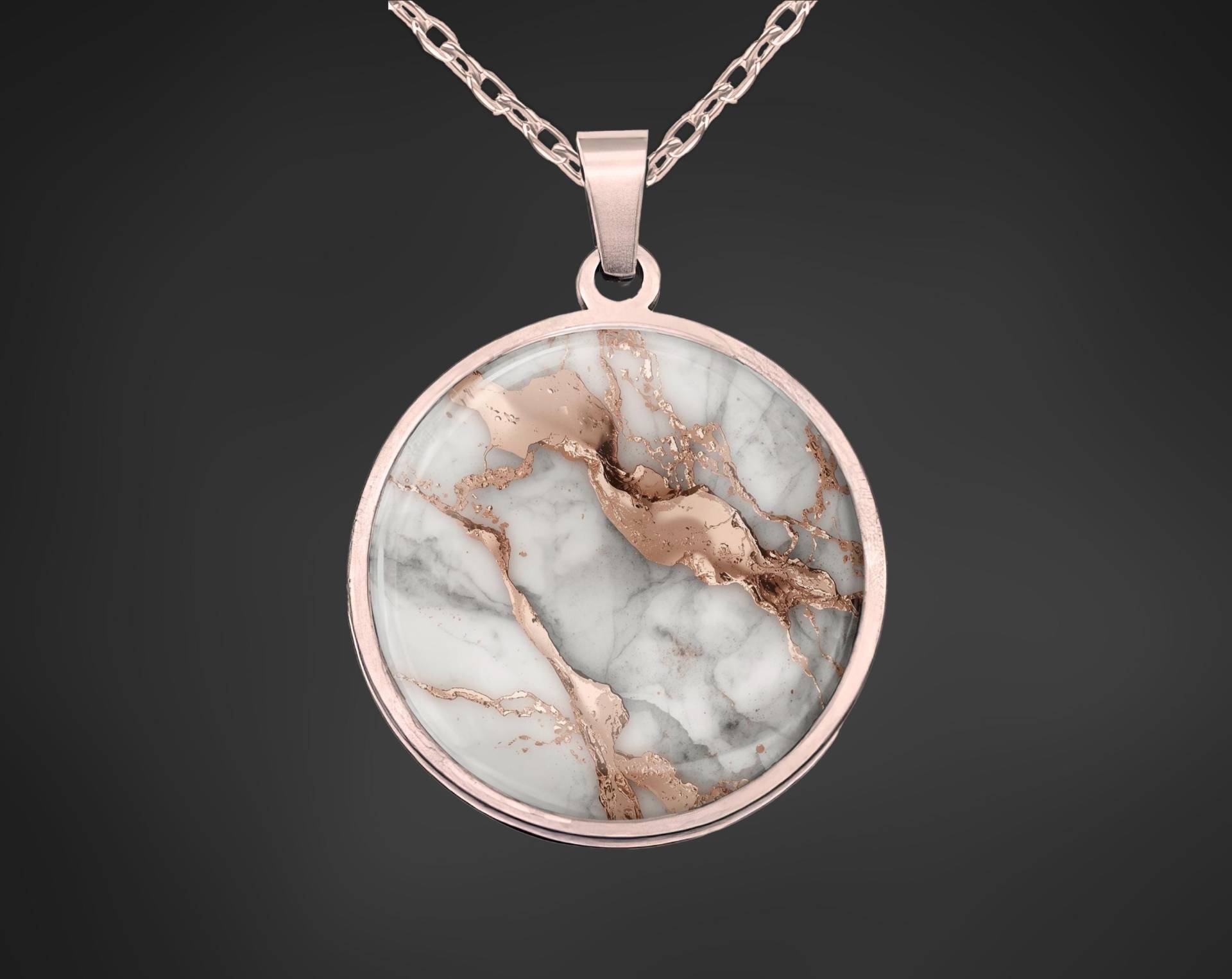 Halskette Mit Anhänger Roségold Marmoroptik von Sweetlittlelove24