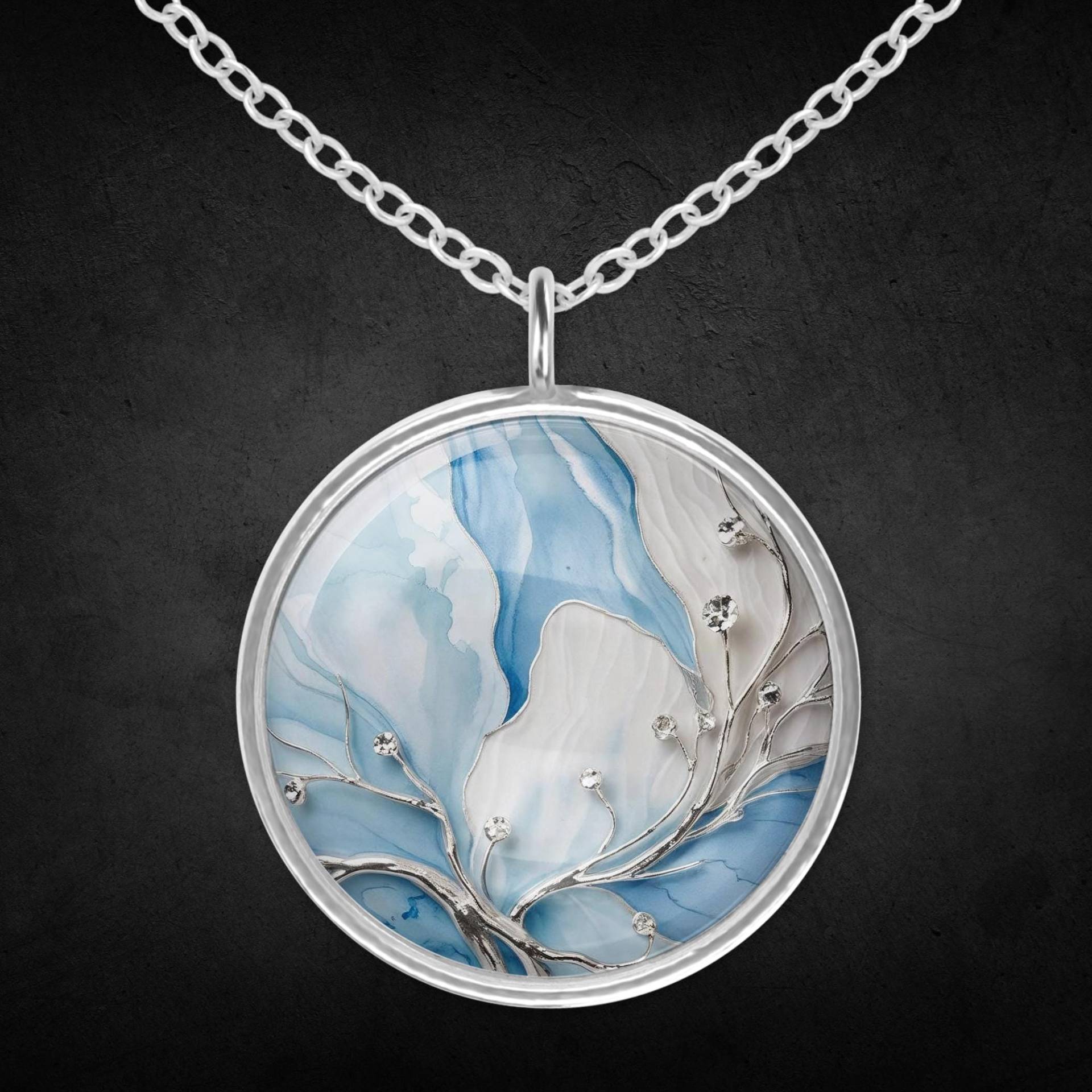 Halskette Mit Anhänger Silber Blau Weiß Edelstahl Schmuck Halskette Mit Anhänger Silber Blau Weiß Edelstahl Schmuck von Sweetlittlelove24