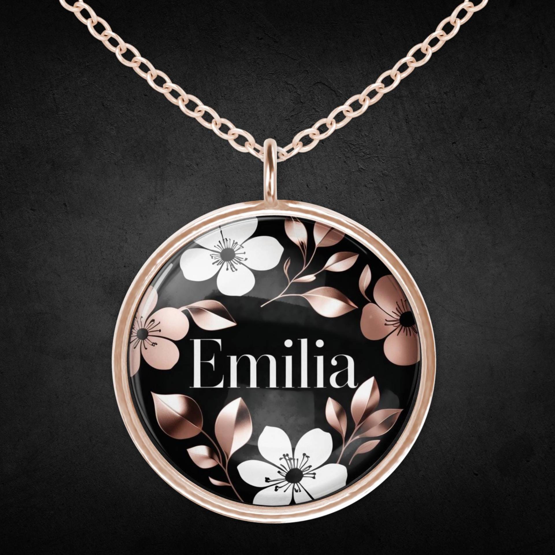 Halskette Mit Namen Roségold Blumen von Sweetlittlelove24