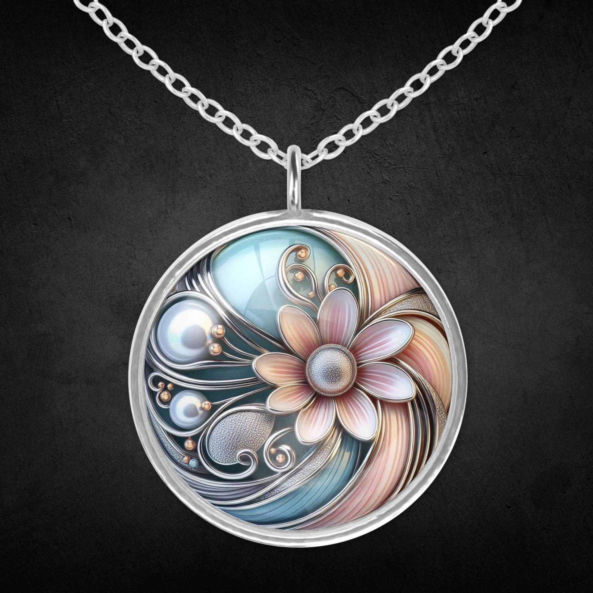 Halskette Silber Mit Blumen Edelstahl Bunt Halskette Silber Mit Blumen Edelstahl Bunt von Sweetlittlelove24