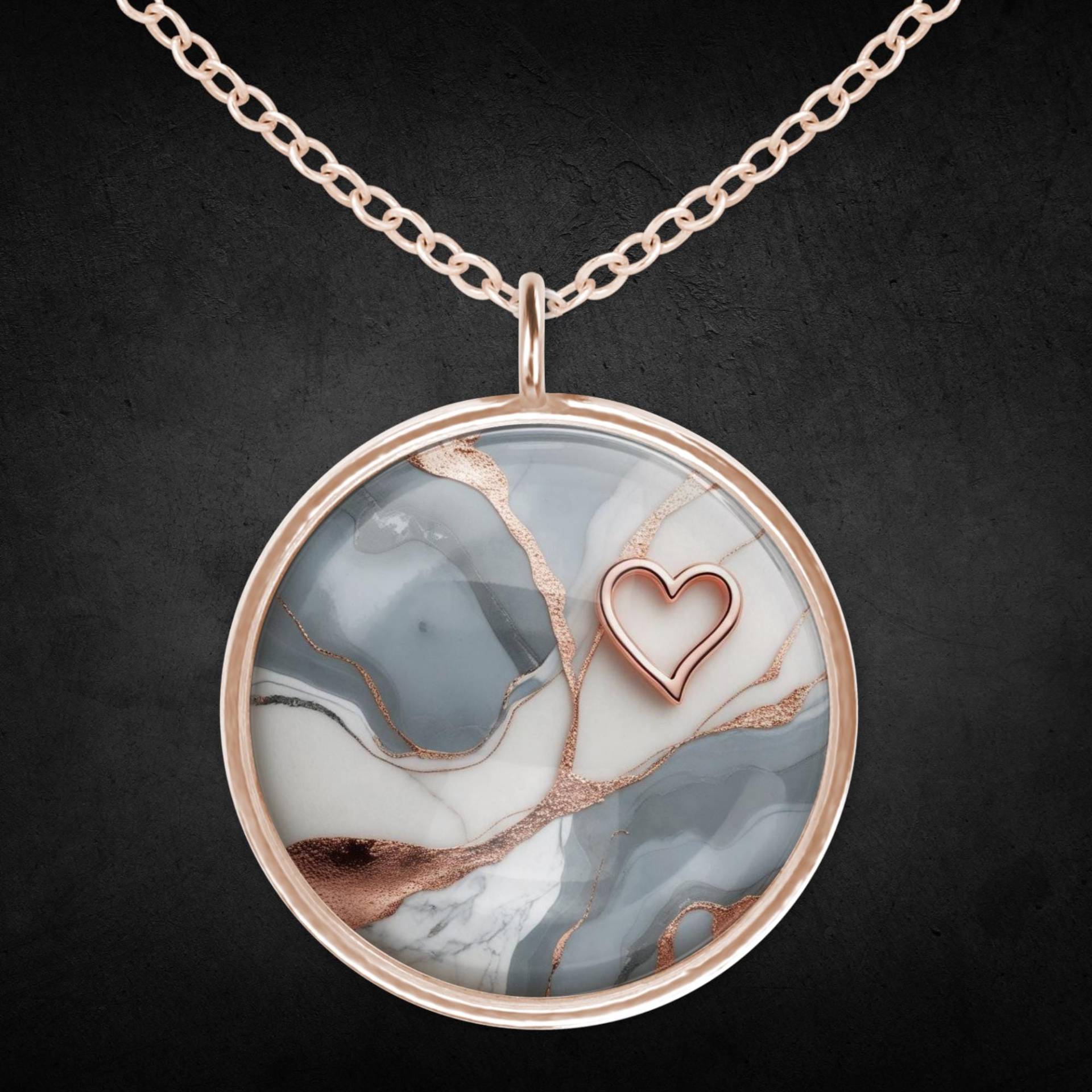 Handgefertigte Halskette Kette Herz Roségold Schmuck Geschenkidee Frau Mädchen Mama von Sweetlittlelove24