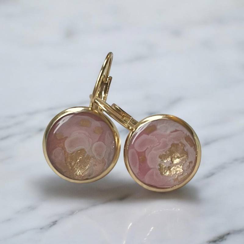 Handgemachte Ohrringe Hängend Gold Edelstahl Ohrhänger Mit Marmormuster von Sweetlittlelove24