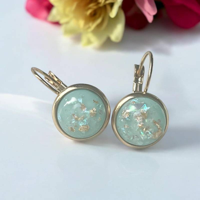 Handgemachte Ohrringe Hängend Gold Türkis Edelstahl Ohrhänger Wasserfest von Sweetlittlelove24
