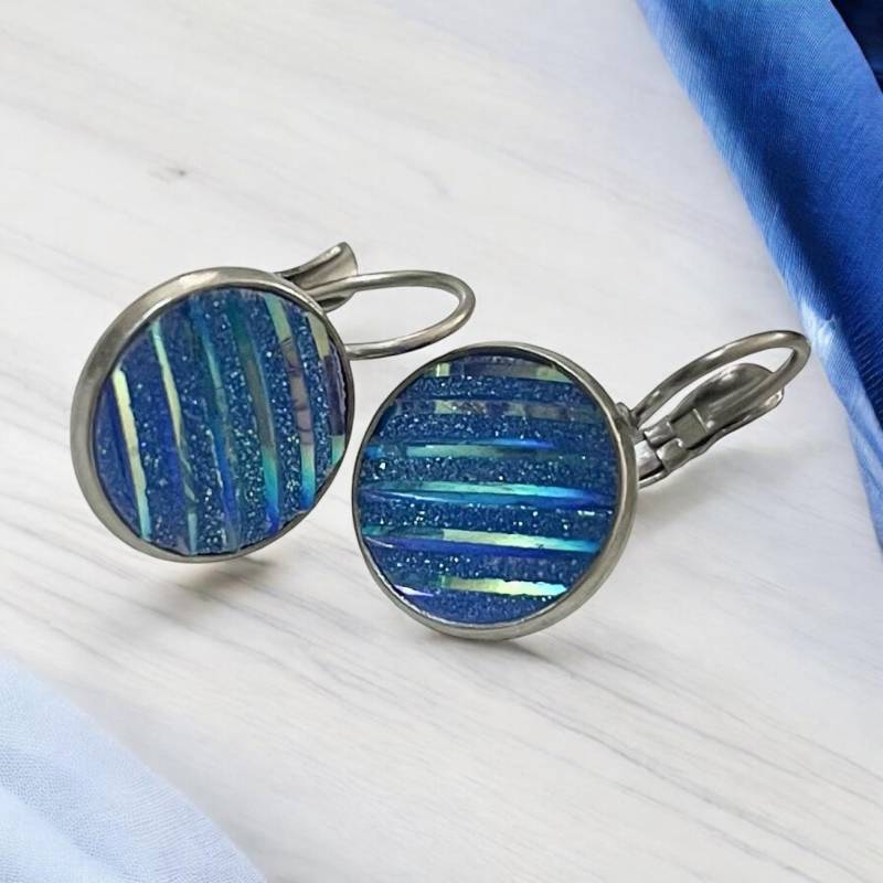 Handgemachte Ohrringe Hängend Silber Blau Edelstahl Ohrhänger Handgemachte Ohrringe Hängend Silber Blau Edelstahl Ohrhänger von Sweetlittlelove24