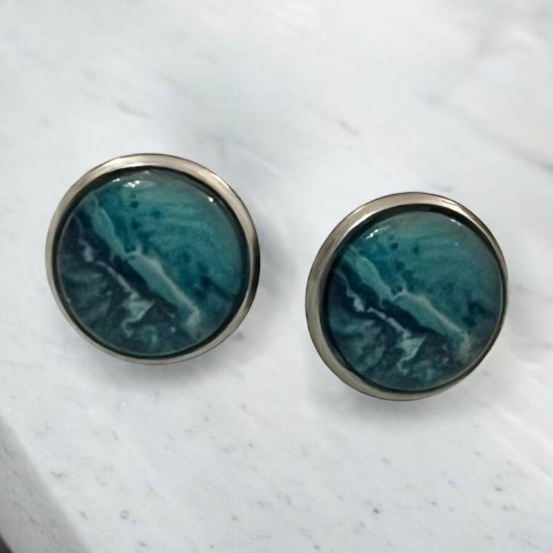 Handgemachte Ohrstecker Ohrringe Silber Türkis Edelstahl von Sweetlittlelove24