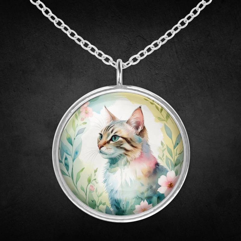 Kette Mit Katze Halskette Anhänger Silber Edelstahl Kette Mit Katze Halskette Anhänger Silber Edelstahl von Sweetlittlelove24