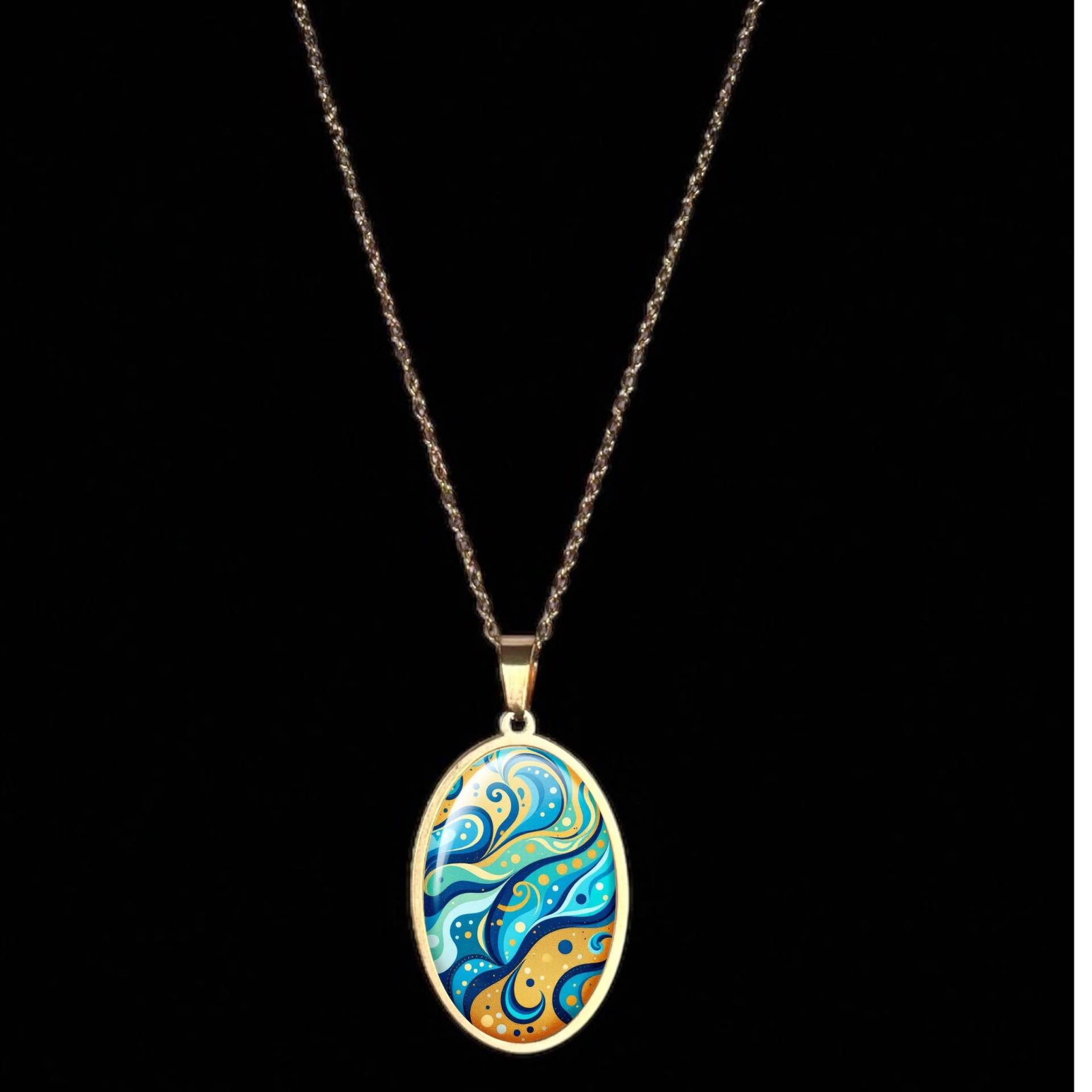 Kette Mit Ovalem Anhänger Bunt Damen Kette Mit Ovalem Anhänger Bunt Damen von Sweetlittlelove24