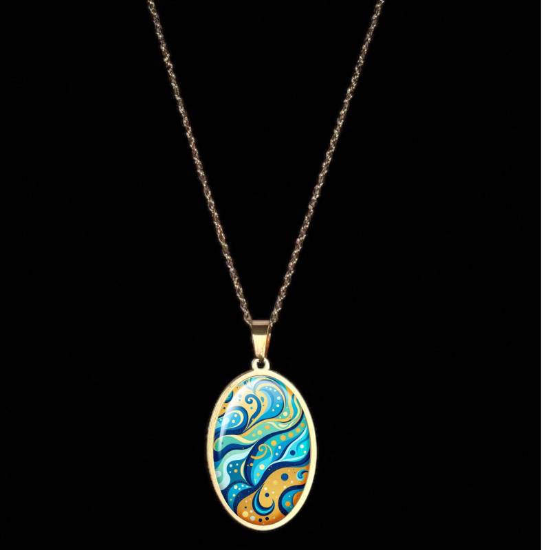 Kette Mit Ovalem Anhänger Bunt Damen Kette Mit Ovalem Anhänger Bunt Damen von Sweetlittlelove24