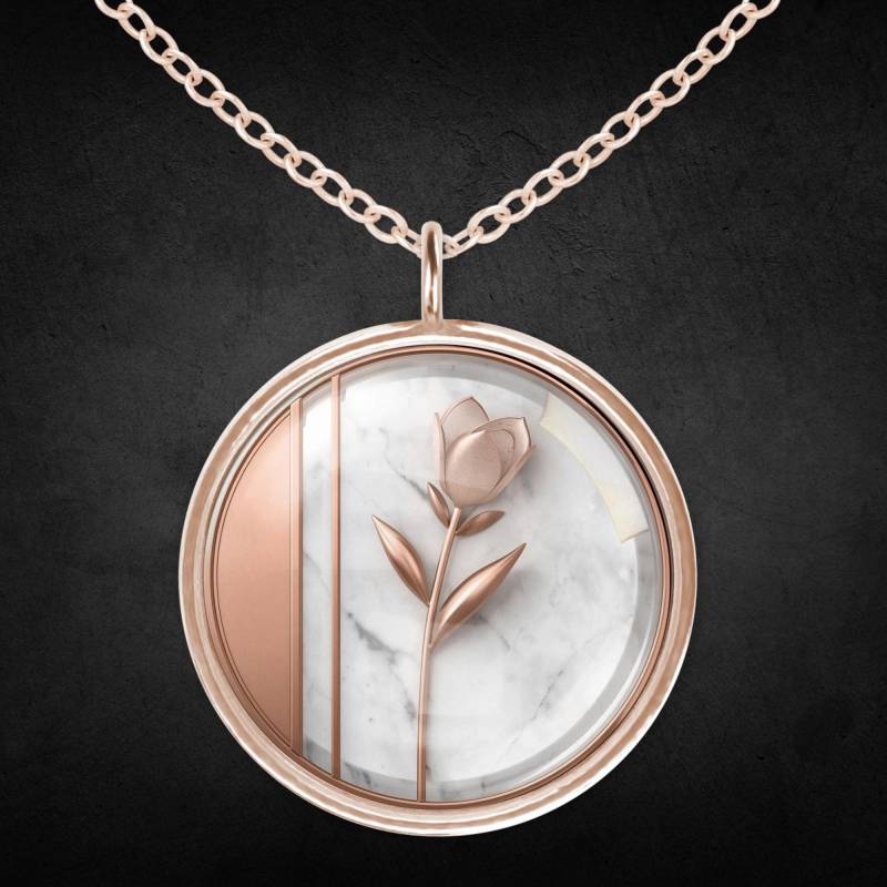 Kette Roségold Mit Marmormuster Und Blume Kette Roségold Mit Marmormuster Und Blume von Sweetlittlelove24