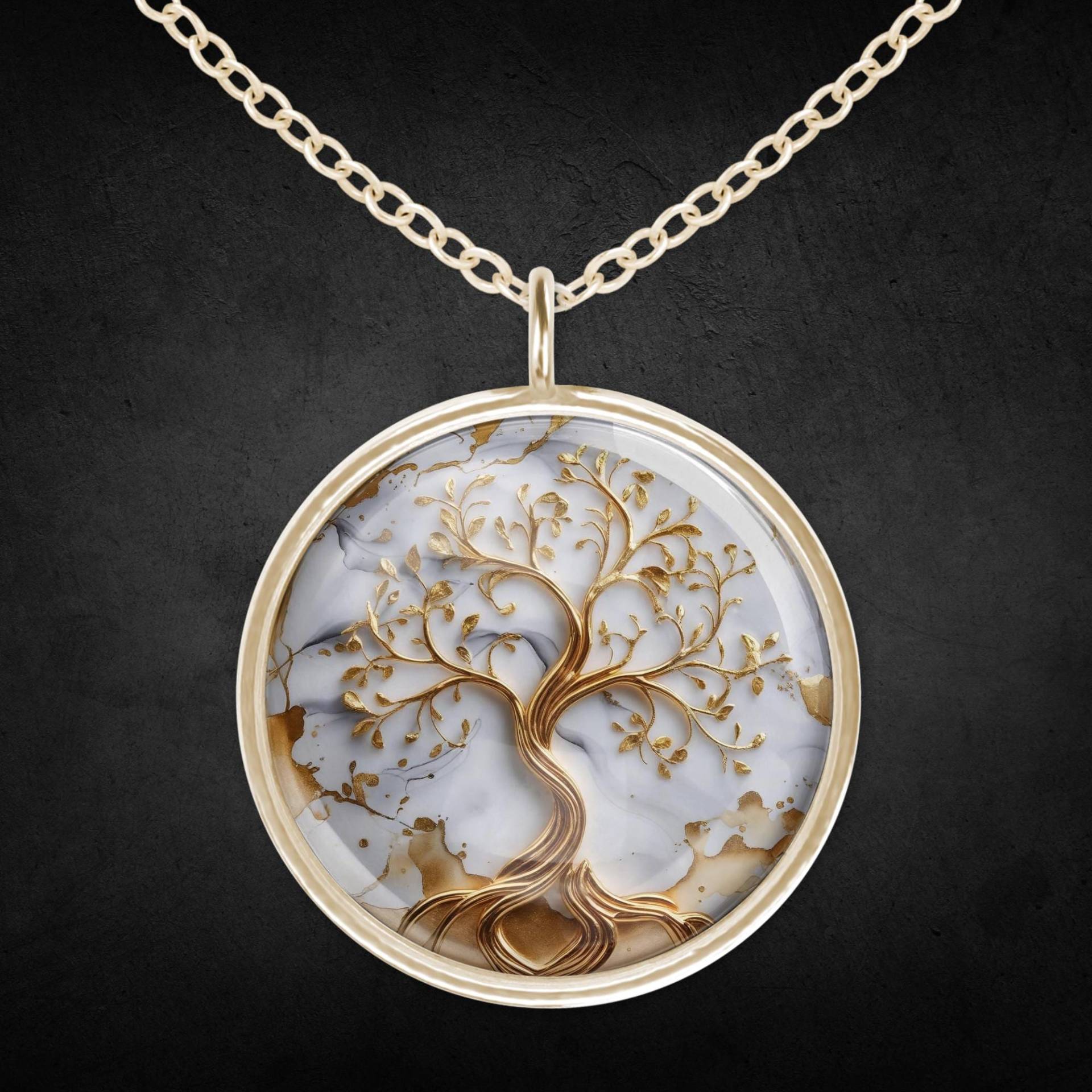 Lebensbaum Kette Gold Weiß Frau Damen Lebensbaum Kette Gold Weiß Frau Damen von Sweetlittlelove24