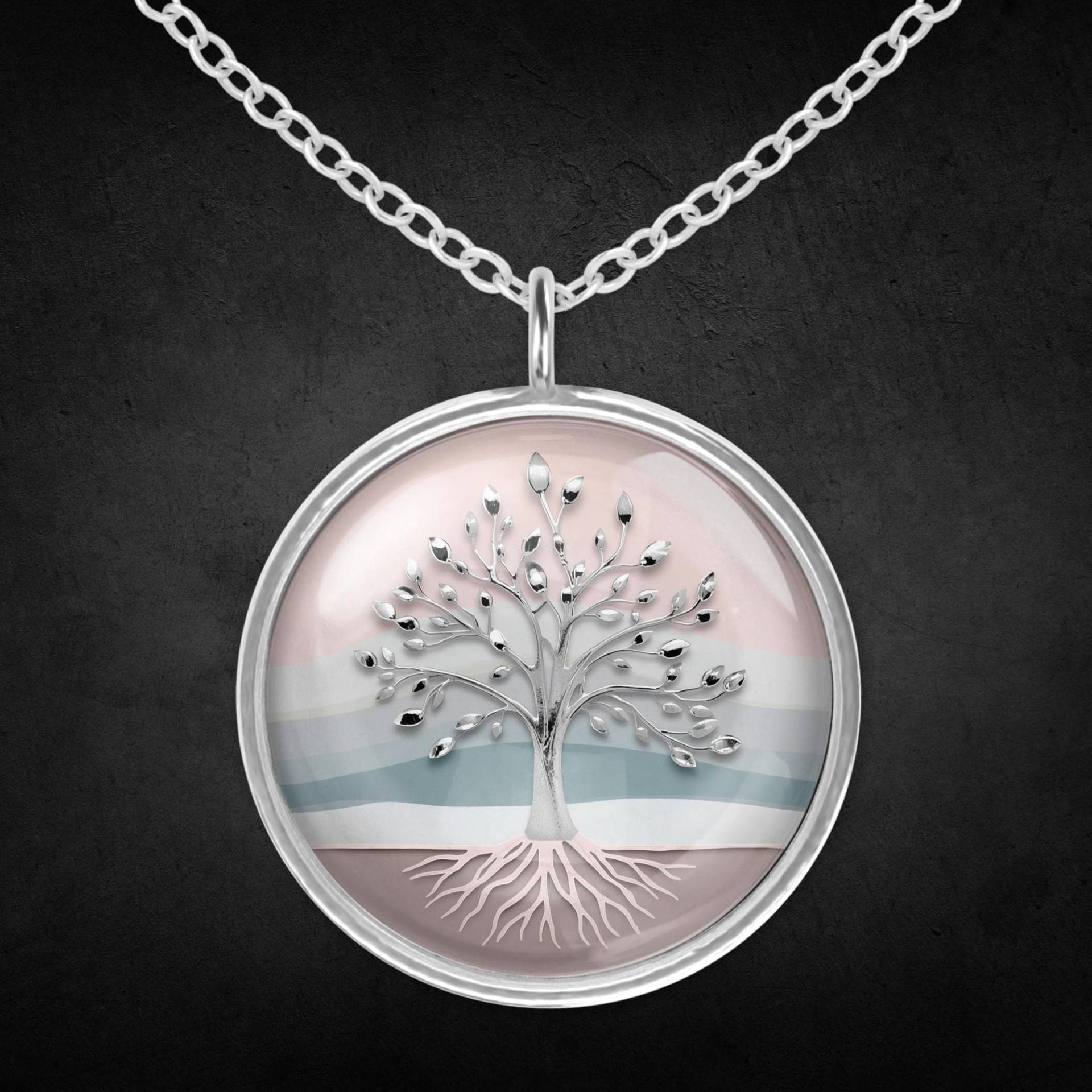 Lebensbaum Kette Halskette Silber Rosa Blau Weiß von Sweetlittlelove24
