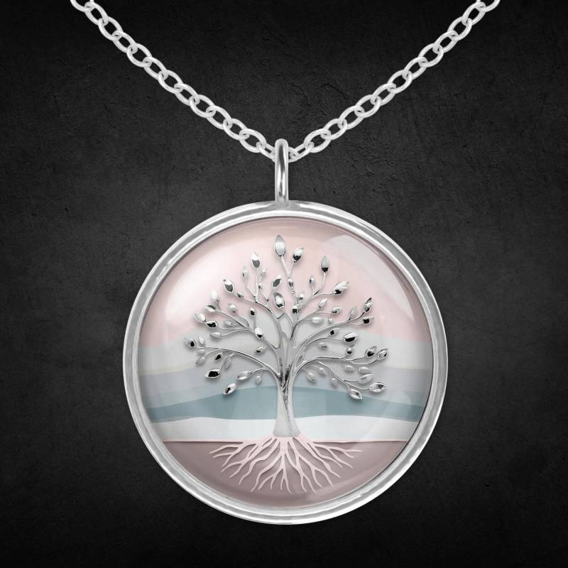 Lebensbaum Kette Halskette Silber Rosa Blau Weiß von Sweetlittlelove24