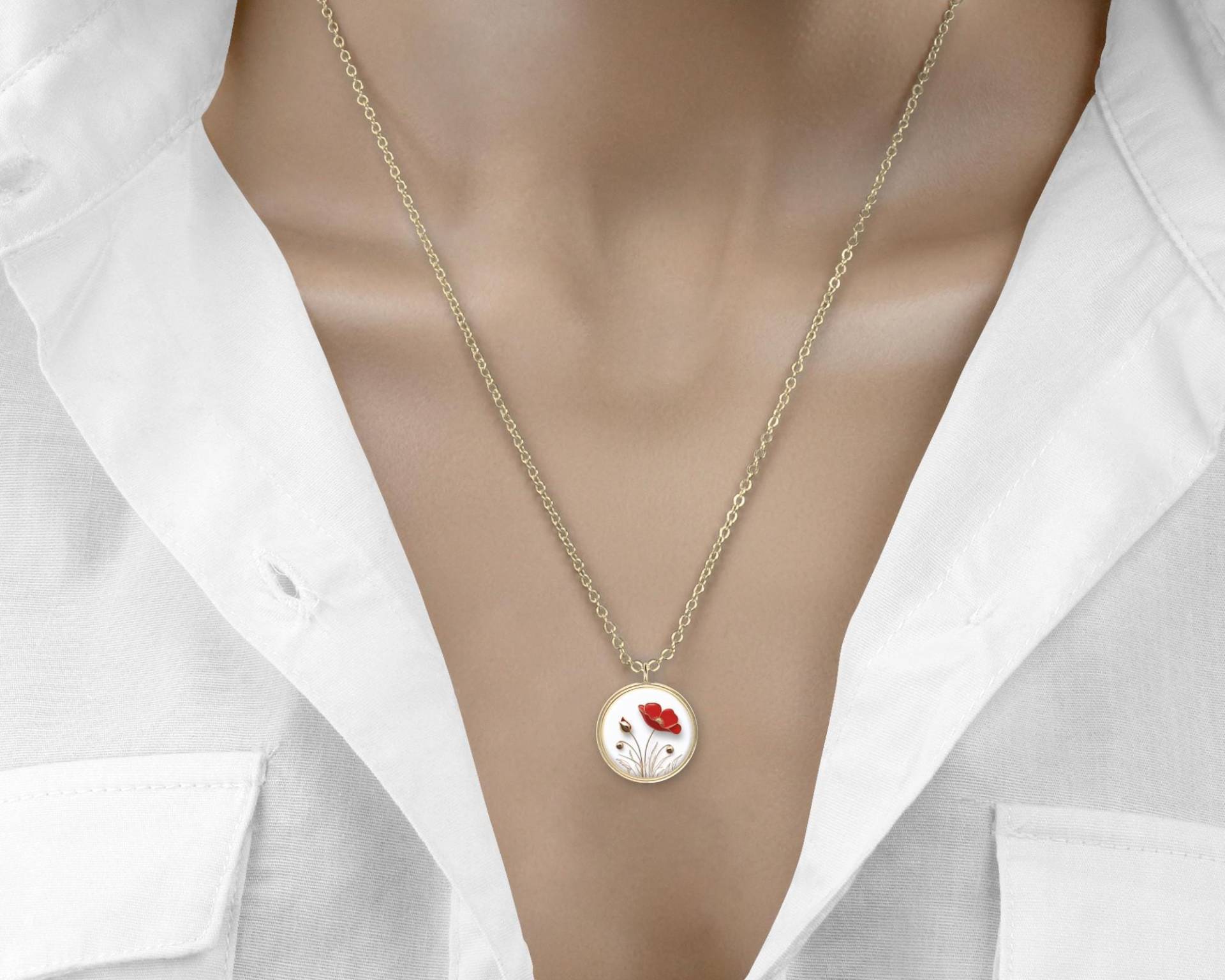 Mohnblume Halskette Gold Mohnblume Halskette Gold von Sweetlittlelove24