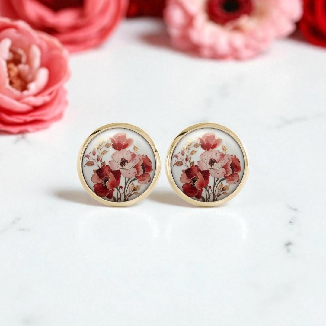 Ohrringe Blüten Blumen Gold Rot Weiß Ohrringe Blüten Blumen Gold Rot Weiß von Sweetlittlelove24