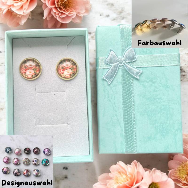 Ohrringe Edelstahl Ohrstecker Mit Blumen Vintage Edelstahlschmuck Damen Gold von Sweetlittlelove24