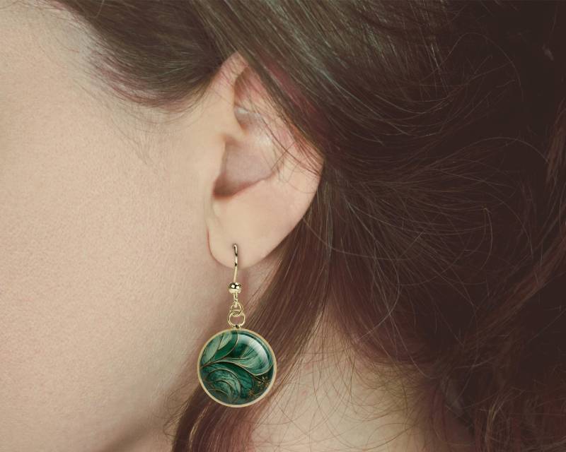 Ohrringe Hängend Gold Grün Anpassbar von Sweetlittlelove24