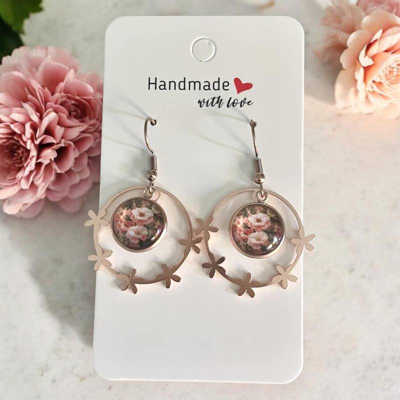 Ohrringe Hängend Ohrhänger Roségold Blumen Blumenmuster Edelstahl Motiv-Auswahl von Sweetlittlelove24