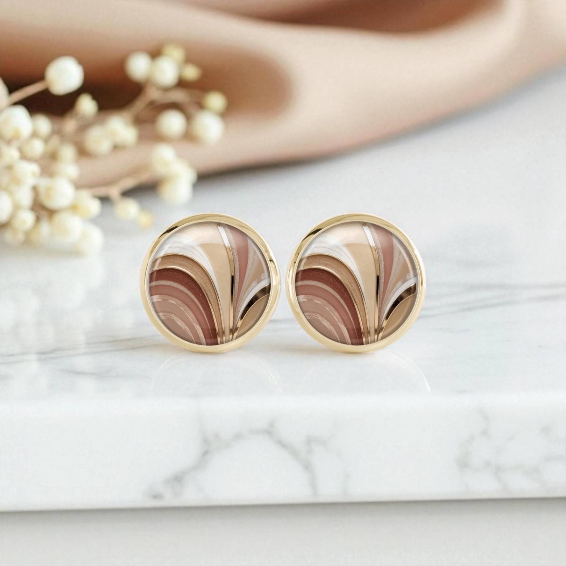 Ohrringe Ohrstecker Damen Gold Beige Ohrringe Ohrstecker Damen Gold Beige von Sweetlittlelove24