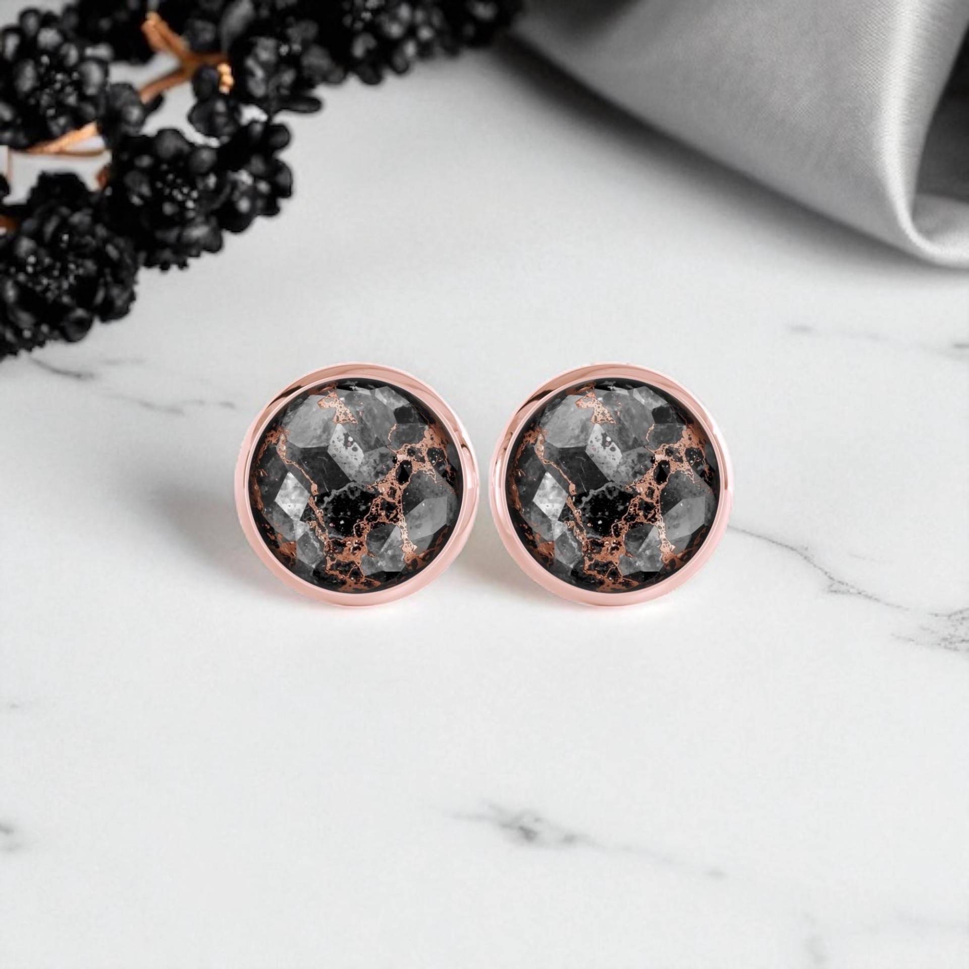 Ohrringe Roségold Schwarz Grau Kreisförmig Ohrringe Roségold Schwarz Grau Kreisförmig von Sweetlittlelove24