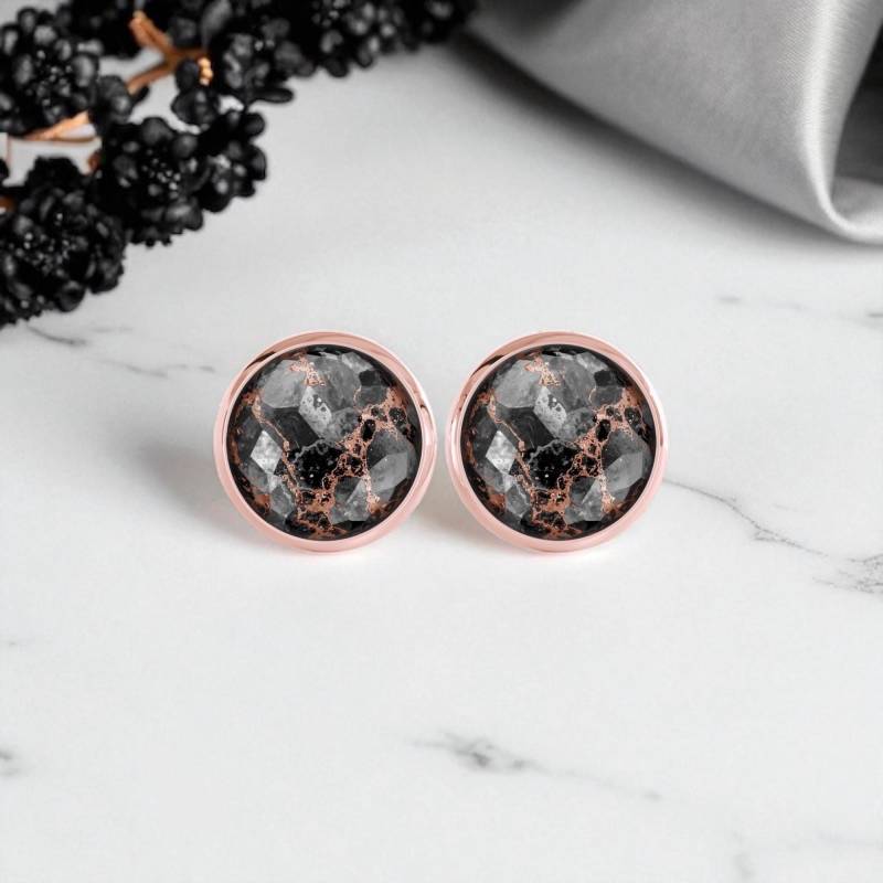 Ohrringe Roségold Schwarz Grau Kreisförmig Ohrringe Roségold Schwarz Grau Kreisförmig von Sweetlittlelove24